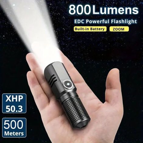 Neue Hochleistungs-Taschenlampe, Mini-tragbar, LED-Laser mit großer Reichweite, superhell, P50, wiederaufladbar, Typ-C, Zoom.