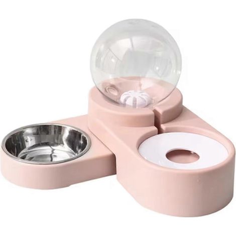 3-in-1-Napf für Katzen und Hunde, Wasser- und Futterspender, 1,8 l, rosa (1/5)