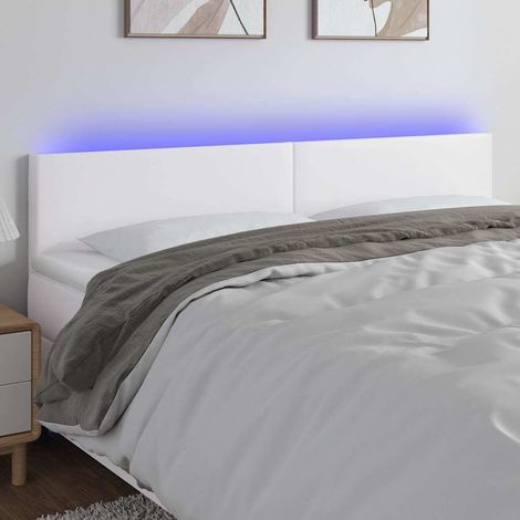 Tête de lit à LED Blanc 160x5x78/88 cm Similicuir (1/5)