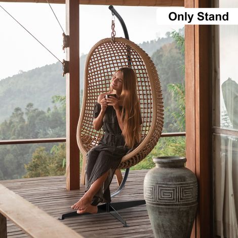 Support de fauteuil suspendu. support chaise suspendue base en X boucle à ressort charge 120 kg 114 x 80 x cm 208 noir