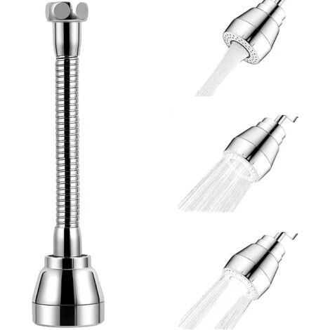 Rallonge de robinet pivotante à 360°, aérateur de cuisine, douchette d'évier, buse en laiton, 3 modes, anti-éclaboussures, adaptateur flexible, compatible avec la plupart des robinets (1/5)