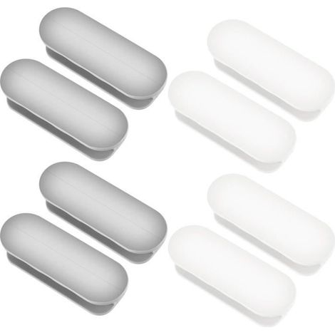 Poignée de porte coulissante - Non spécifié - Modèle Moderne - 8 pièces - Plastique - Blanc+Gris (1/4)