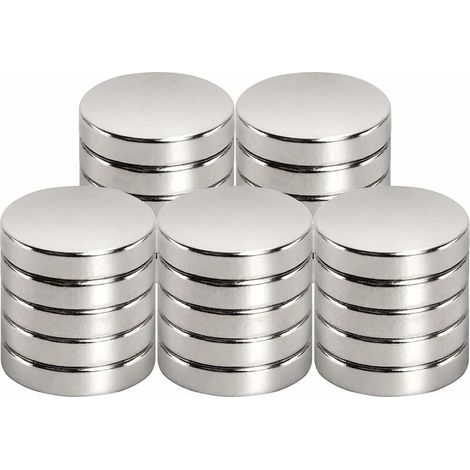 Aimants néodyme Ø15 x 3 mm pour tableau magnétique, frigo, tableau blanc, bureau – disques puissants en terre rare, lot de 25, fixation solide pour affiches et notes (1/5)