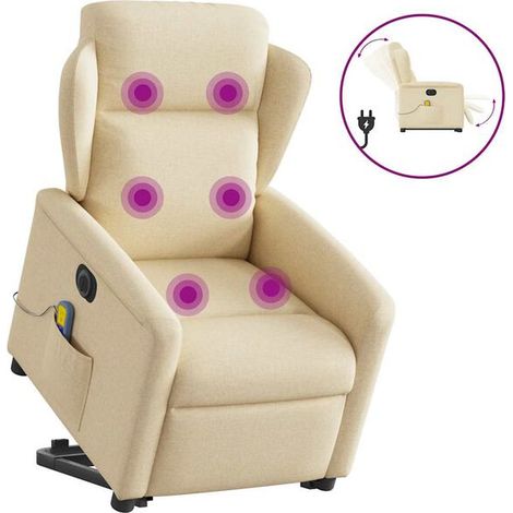 Fauteuil de massage électrique inclinable en tissu couleur crème (1/5)