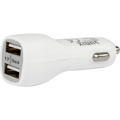 Sunix Universal PKW KFZ 2 Dual Port 12V Autoladegerät Zigarettenanzünder Universal Schnellladung 2,4A + iOS Ladekabel Datenkabel kompatibel mit Smartphones & Tabltet Weiß (1/2)