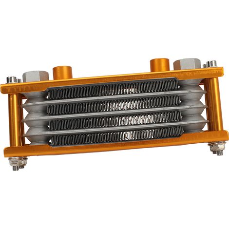 17-teiliges 4-reihiges Aluminium-Motorölkühlungsset für Monkey 125-140cc Motorrad (gold), 4-reihiger Aluminium-Motorölkühler. (1/5)