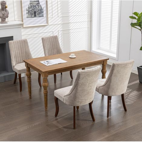 MEUBLIV Stühle Esszimmer beige – Set of 2, hoher Rücken, ohne Matratze (1/5)