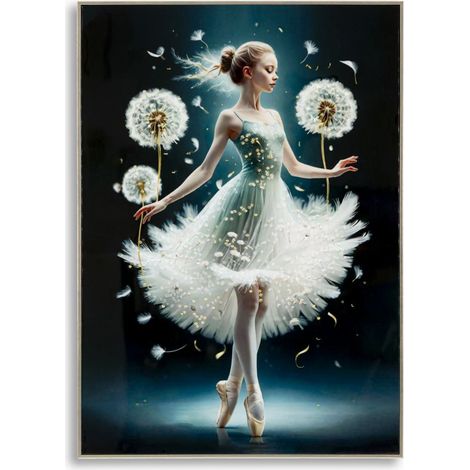 Dipinto su tela Dancing A ballerina con tarassachi, 72x102 cm