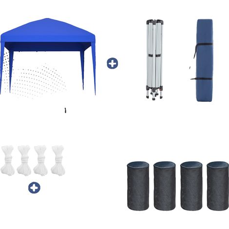 Carpa tipo toldo, altura ajustable, material impermeable, azul. (1/2)
