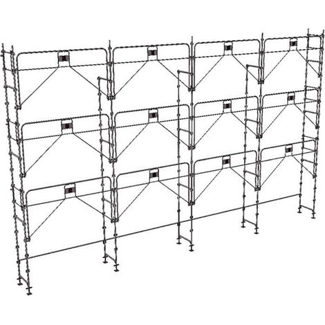 Echafaudage 104m² - Structure seule + Garde-corps - Multidirectionnel - MEKA48P-104-S