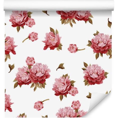 Carta da parati con peonie colorate e effetto acquerello per soggiorno e camera da letto, 50x1000 cm. (1/5)