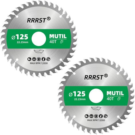 Lot de 2 Lame de Scie Circulaire Multifonction 125 x 22.23 mm, 40 dents - pour Aluminium, Cuivre, Métaux non ferreux, Bois, Stratifié, Cloison, Contreplaqué, Plastique (1/5)