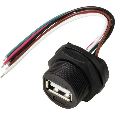 Prise USB 2.0 pour montage arrière avec câble IP67 (fileté) 0,1 m TC-E13T-FU2-PWF-0.1PV Câble en plastique étanche TC-1 (1/3)