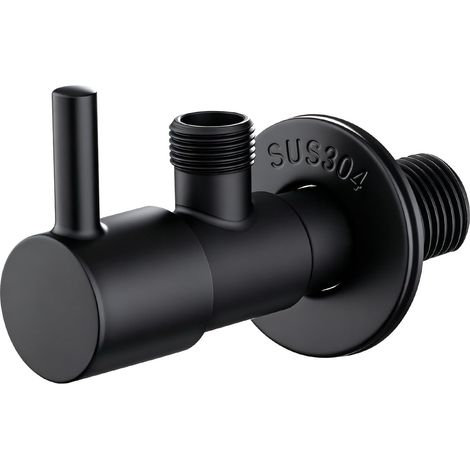 Robinet Équerre Noir 1/2 Pouce Arrêt Eau (1/5)