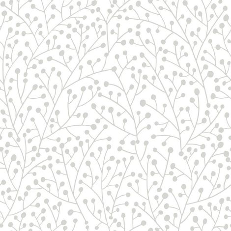 Papier Peint rouleau auto-adhésif - Branches de baies - Gris (1/5)