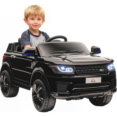 Voiture électrique enfant avec télécommande, lumières LED et klaxon noire 110x68x52 cm