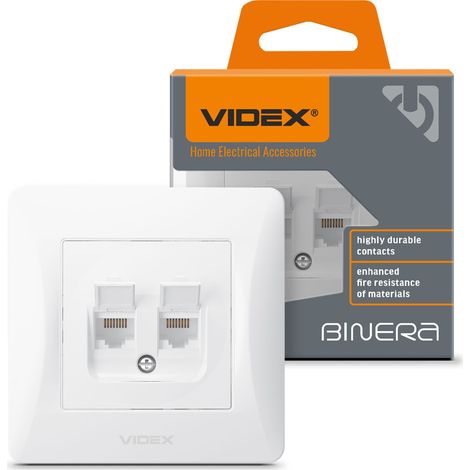 Videx Binera 2x RJ45 double prise murale blanche pour ordinateur