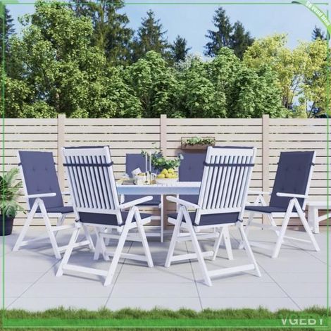 378613 Coussins de chaise à dossier haut lot de 6 bleu marine tissu (1/5)