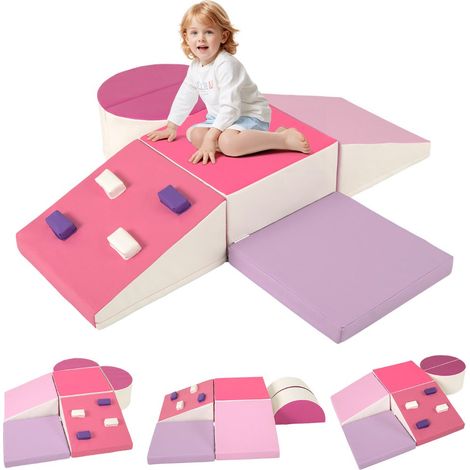 Juego de 6 bloques de escalada de espuma 40 x 40 x 20 cm juego educativo activo diseño moderno cuero multicolor 200010765
