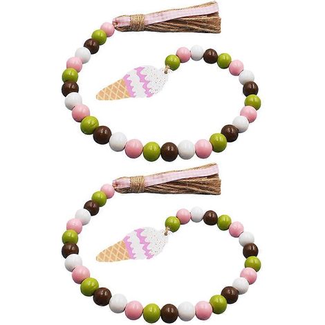 Guirlande de 10 pendentifs à pompons en perles de bois multicolores pour la décoration intérieure (1/5)