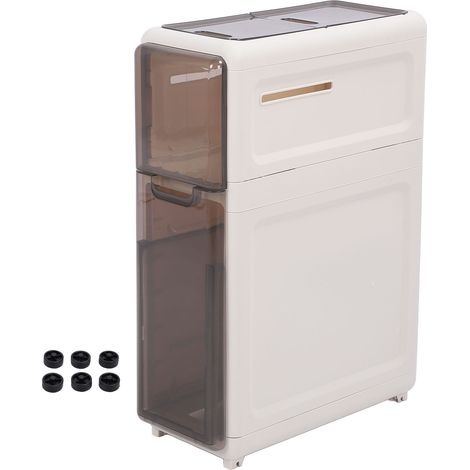 Narrow Storage Cabinet with 6 Wheels Water Proof Slim Drawer Organizer for Bathroom Laundry Small Space 2 Tier (1/5)