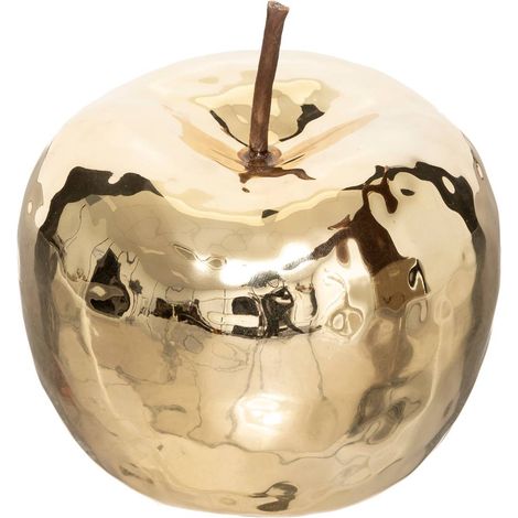 Deko-Apfel - Keramik - goldfarben - D12 cm
