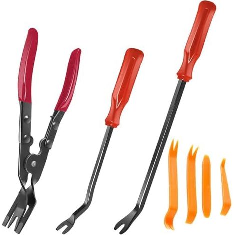 Outil Demontage Garniture, Acier au Carbone Pinces de Clip pour Voiture, Kit Plastique Voiture avec Levier en Plastique, Réparation Automobile - (1/5)