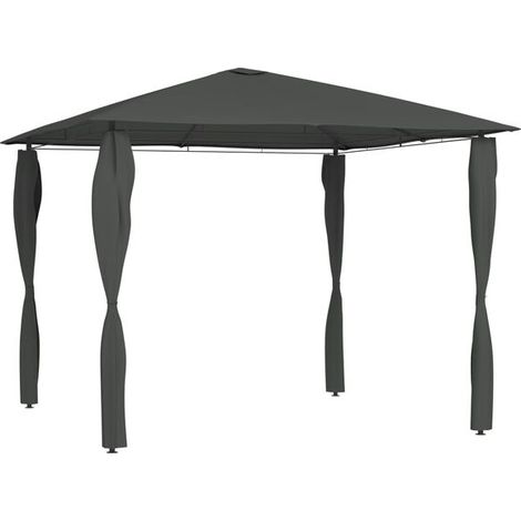 Gazebo, revêtement de piliers, 3 x 3 x 2,6 mètres, gris anthracite, 160 g/m² (1/5)