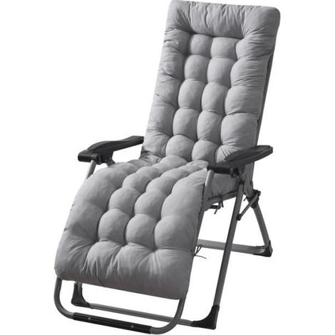 Coussin de Chaise Longue Bain de Soleil, Coussin Transat Jardin Intérieur Extérieur, 170538CM,Gris (1/4)