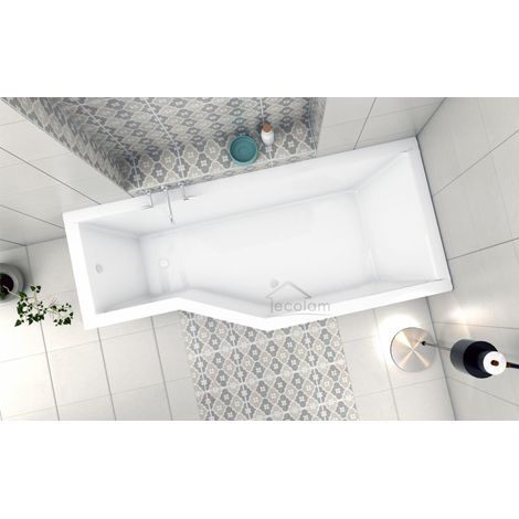 ECOLAM Baignoire d'angle Integra 150x75 cm droite  pieds, siphon + silicone  Baignoire rectangle en acrylique (1/5)