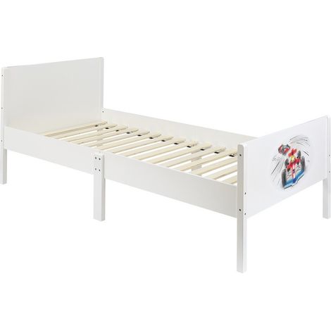 Kids Single Bed Frame - Racing Cars - L199 x W95 x H80 cm - White
