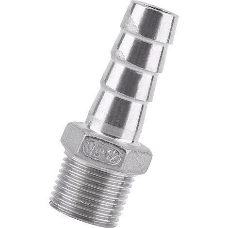 Raccord cannelé inox mâle fileté pour tuyau flexible liquide 3/8"x12mm (1/5)