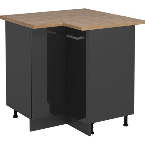 Mobile ad angolo cucina R-Line, Antracite lucido, 75.6 cm , PL Rovere, Vicco