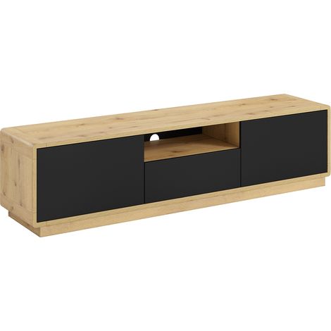 Mobile TV 2 ante 1 cassetto Raven nero opaco e marrone 180cm (1/5)