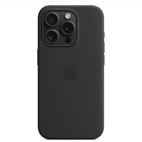 Coque en silicone pour iPhone 15 Pro, compatible MagSafe, noire