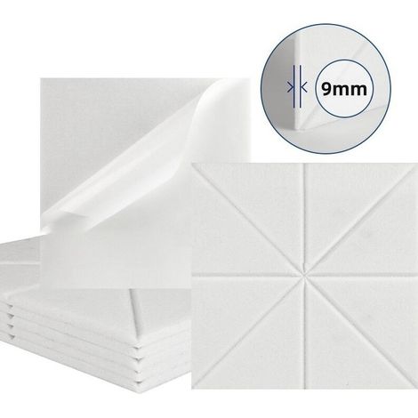 Lot de 12 panneaux acoustiques auto-adhésifs, rembourrage insonorisant en polyester, panneaux muraux insonorisants haute densité, 30 x 30 x 1cm, blanc (1/5)