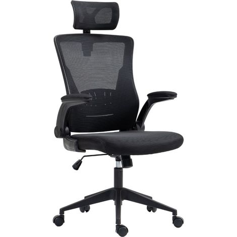 Fauteuil de bureau en maille noir avec appui-tête et accoudoirs réglables - AXIUM (1/5)