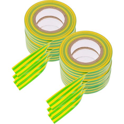 FUOYLOO Cinta Aislante Eléctrica de Pvc 20 Metros Amarillo y (1/5)