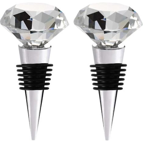 Bouchons de vin avec coffret cadeau, bouchons de vin décoratifs en verre cristal pour bouteilles, conservent la fraîcheur du vin, lot de 2[co]-AquaForge (1/2)