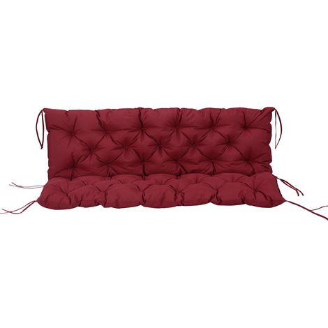 Cuscino per panca con schienale 150 x 98 x 8 cm rosso in poliestere con 6 lacci (1/5)