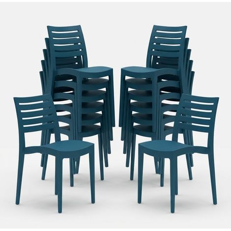 Set 24 Sedie Grand Soleil Firenze in Polipropilene per Bar e Ristoranti - Colore: Blu Scuro (1/5)