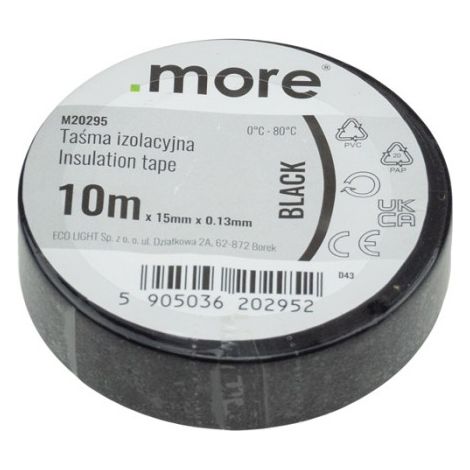 Ruban isolant noir Ecolight 15 mm x 10 m ép.0,13 mm (1/4)