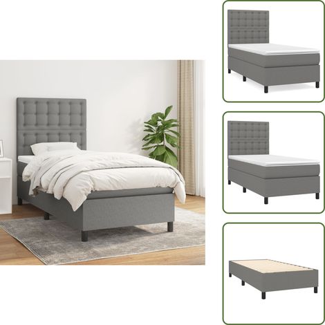 Cama de madera - vidaXL Cama box spring con colchón tela gris oscuro 100x200 cm - Cama de tela