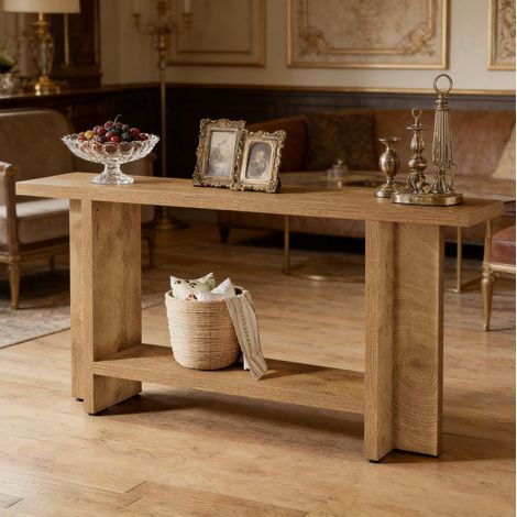 Tavolo consolle 2 ripiani in MDF 150x30x80 cm OKMYHOME (1/5)