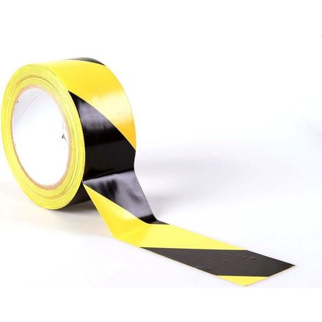 Ruban adhésif de signalisation, Signal Ruban Adhésif de sécurité, 50 mm x 33 m par Rouleau, pour Le marquage au Sol,Rayures Noires,Jaunes (1/5)