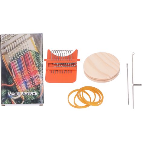 Métier à tisser mini 10 crochets, machine à tissage manuelle domestique avec planche en bois de 6,5 cm pour bricolage DIY, orange (1/5)
