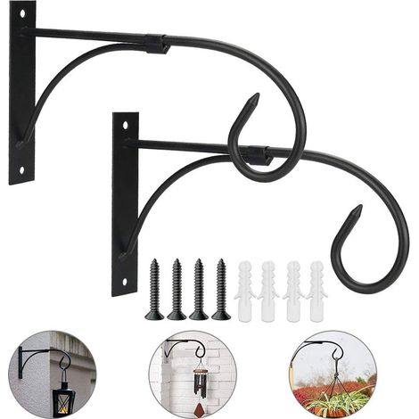 ZOLGINAH 2 Pcs Crochet Suspension en Fer Forgé Support Plante Suspendue Anti-rouille Crochet Mural à Visser avec Tube d'Expansion Crochet Mural Plante pour Jardin Mangeoire À Oiseaux Planteur Lanterne (1/3)