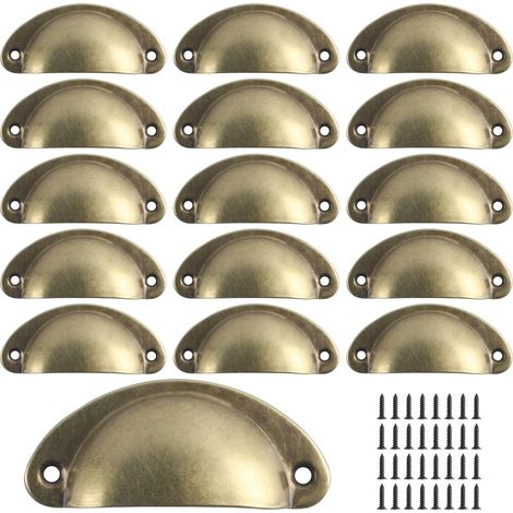 Poignées Coquille Vintage pour Tiroirs et Placards,Tirettes de Meuble Rétro en Demi-Cercle,Boutons de Porte de Cuisine et Commode (Jaune Rétro) (1/5)
