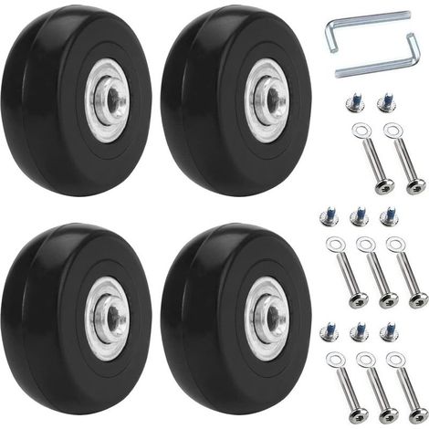 Kit de 4 roues de rechange pour valise 50 x 18 mm – Caoutchouc haute qualité – Charge maximale 50 kg – Double roulement flexible (1/5)