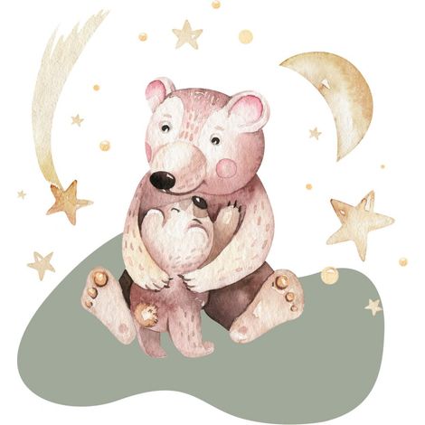 Tableau sur toile petits ours 30x30 cm - Impression sur Toile Murale Décorative - Image imprimée en HD sur Toile - Toile sur Châssis en Bois FSC - Fabriqué en France (1/4)